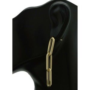 14k Yellow Solid Gold 3 Link Paper clip Drop polished 1.75 Earrings